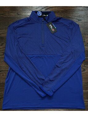NWT Ralph Lauren RLX Golf 1/4 Zip Pullover Mens Size Large Geo Print Blue $138